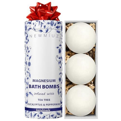 Magnesium Bubble Bath Bombs – Long Lasting Foaming for Sore Muscles Recovery, Tea Tree, Stress Relief, Self Care Spa Gift for Birthday Christmas Avelisse