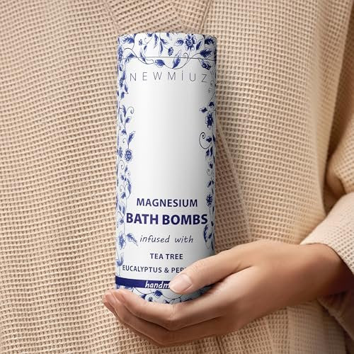 Magnesium Bubble Bath Bombs – Long Lasting Foaming for Sore Muscles Recovery, Tea Tree, Stress Relief, Self Care Spa Gift for Birthday Christmas Avelisse