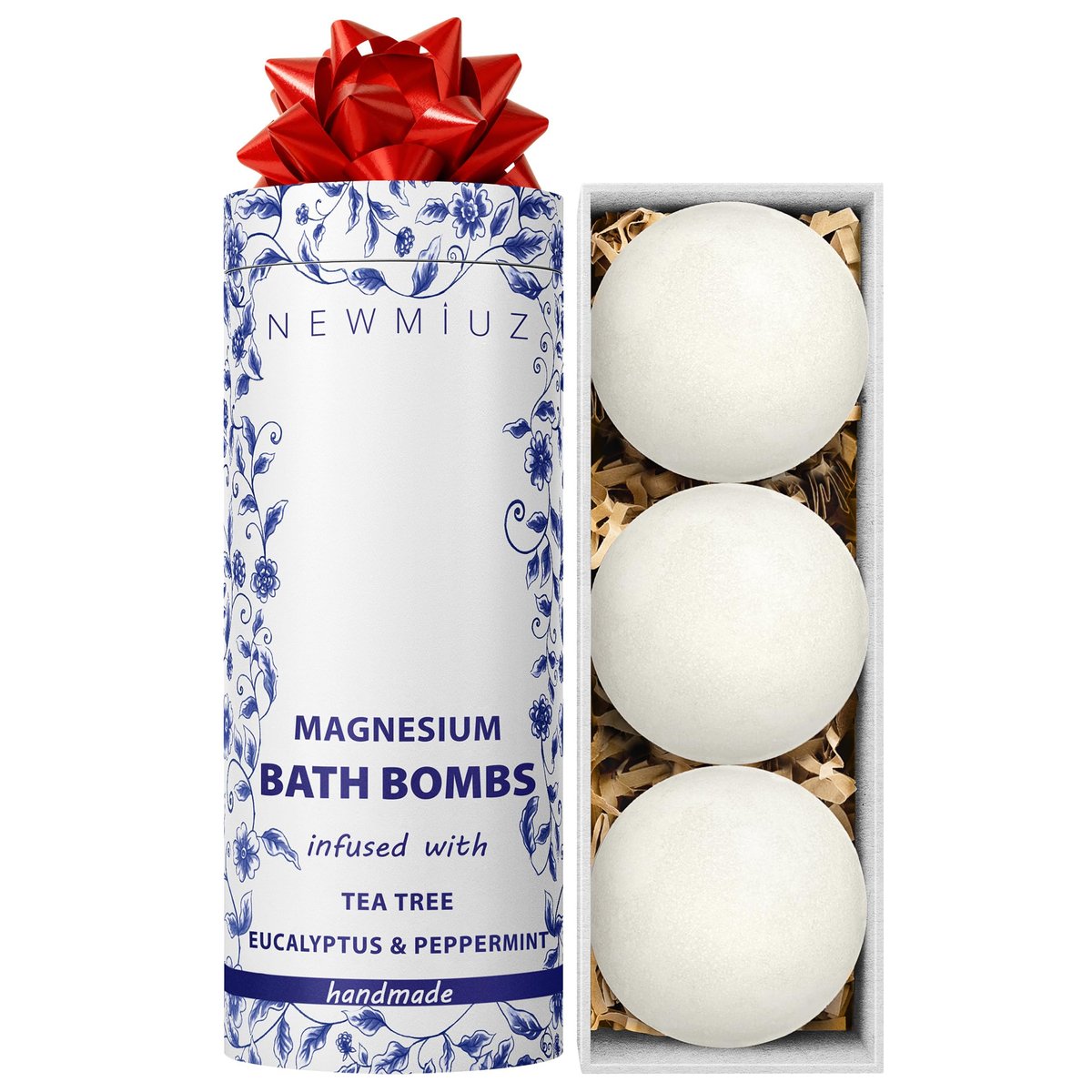 Magnesium Bubble Bath Bombs – Long Lasting Foaming for Sore Muscles Recovery, Tea Tree, Stress Relief, Self Care Spa Gift for Birthday Christmas Avelisse