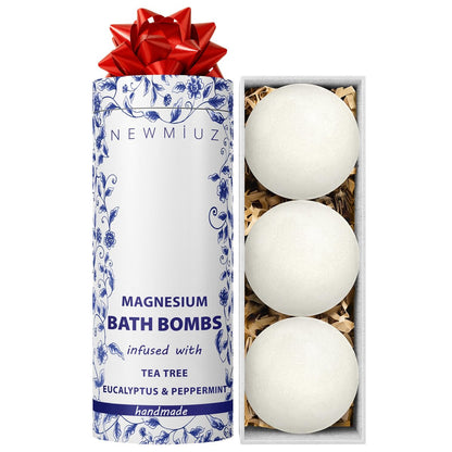 Magnesium Bubble Bath Bombs – Long Lasting Foaming for Sore Muscles Recovery, Tea Tree, Stress Relief, Self Care Spa Gift for Birthday Christmas Avelisse