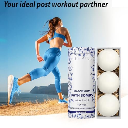 Magnesium Bubble Bath Bombs – Long Lasting Foaming for Sore Muscles Recovery, Tea Tree, Stress Relief, Self Care Spa Gift for Birthday Christmas Avelisse