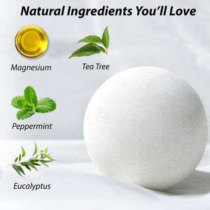 Magnesium Bubble Bath Bombs – Long Lasting Foaming for Sore Muscles Recovery, Tea Tree, Stress Relief, Self Care Spa Gift for Birthday Christmas Avelisse