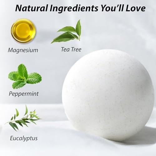 Magnesium Bubble Bath Bombs – Long Lasting Foaming for Sore Muscles Recovery, Tea Tree, Stress Relief, Self Care Spa Gift for Birthday Christmas Avelisse