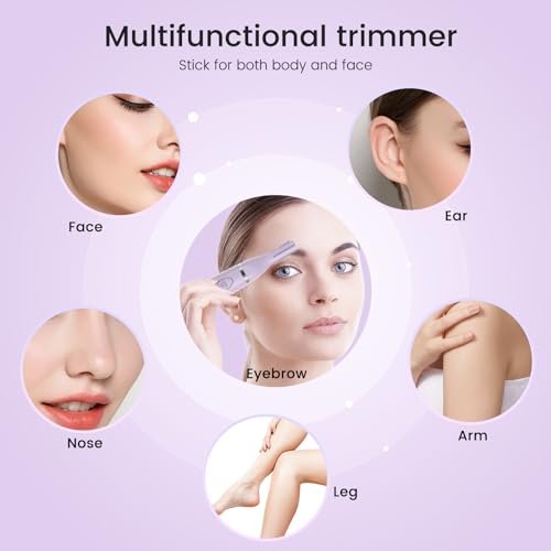 Yinowt Women's Ear and Nose Hair Trimmer - 2026 Professional Painless 2-in-1 USB Rechargeable Eyebrow & Facial Hair Trimmer, Precision Tool with Powerful Motor and Dual-Edge Blades, IPX7 Waterproof (Purple) - görsel 6
