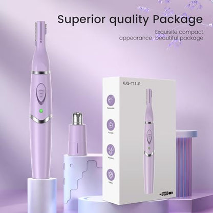 Yinowt Women's Ear and Nose Hair Trimmer - 2026 Professional Painless 2-in-1 USB Rechargeable Eyebrow & Facial Hair Trimmer, Precision Tool with Powerful Motor and Dual-Edge Blades, IPX7 Waterproof (Purple)