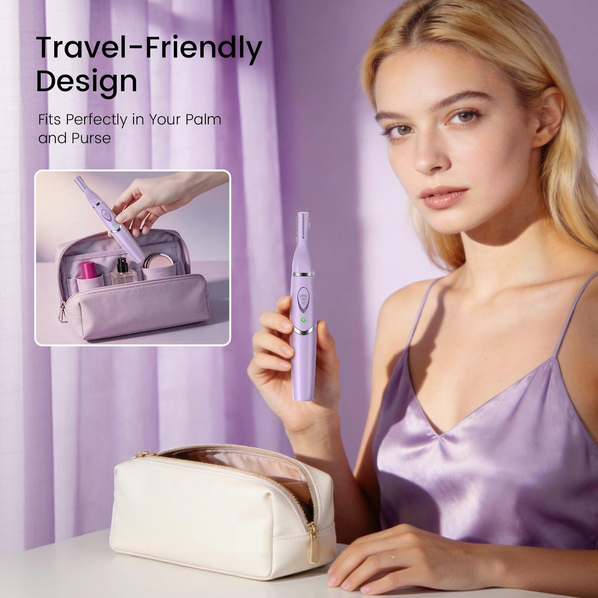 Yinowt Women's Ear and Nose Hair Trimmer - 2026 Professional Painless 2-in-1 USB Rechargeable Eyebrow & Facial Hair Trimmer, Precision Tool with Powerful Motor and Dual-Edge Blades, IPX7 Waterproof (Purple) - görsel 15