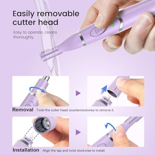 Yinowt Women's Ear and Nose Hair Trimmer - 2026 Professional Painless 2-in-1 USB Rechargeable Eyebrow & Facial Hair Trimmer, Precision Tool with Powerful Motor and Dual-Edge Blades, IPX7 Waterproof (Purple) - görsel 10
