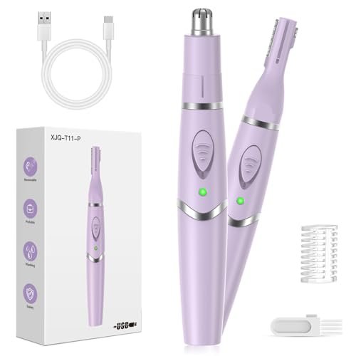 Yinowt Women's Ear and Nose Hair Trimmer - 2026 Professional Painless 2-in-1 USB Rechargeable Eyebrow & Facial Hair Trimmer, Precision Tool with Powerful Motor and Dual-Edge Blades, IPX7 Waterproof (Purple) - görsel 2