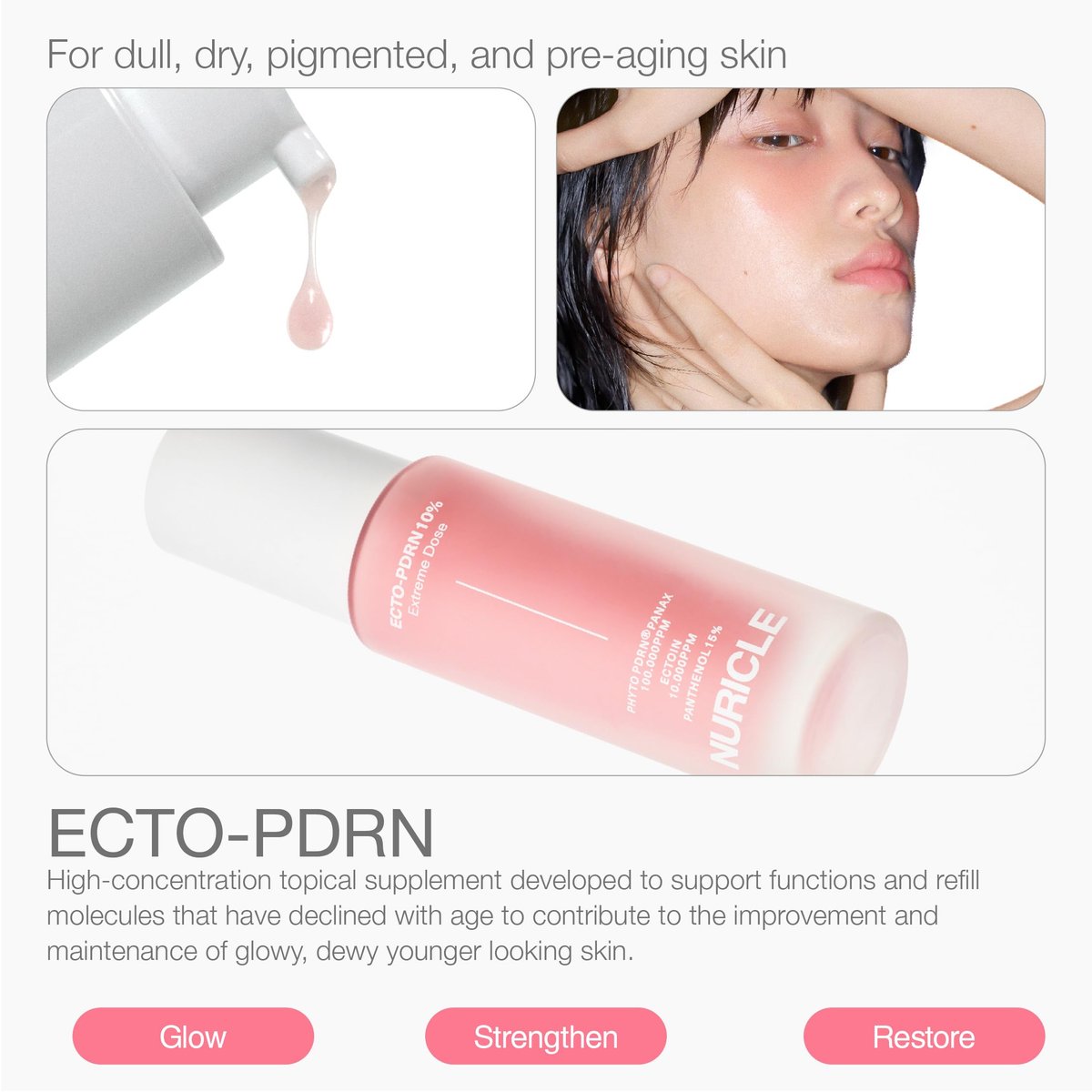 NURICLE ECTO-PDRN 10% Extreme Dose 30ml – Panthenol (Vitamin B5): Intensely hydrates and soothes, improving skin – Image 3