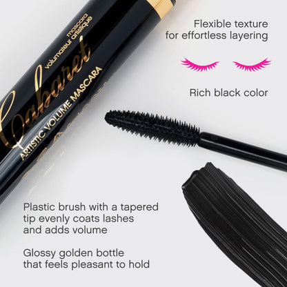 Vivienne Sabó Classic Mascara Cabaret – Volume & Length Mascara for Defined Everyday Lashes, Smudge-Resistant, Cruelty-Free, Blackest Black, Made in Italy, 0.3 fl oz