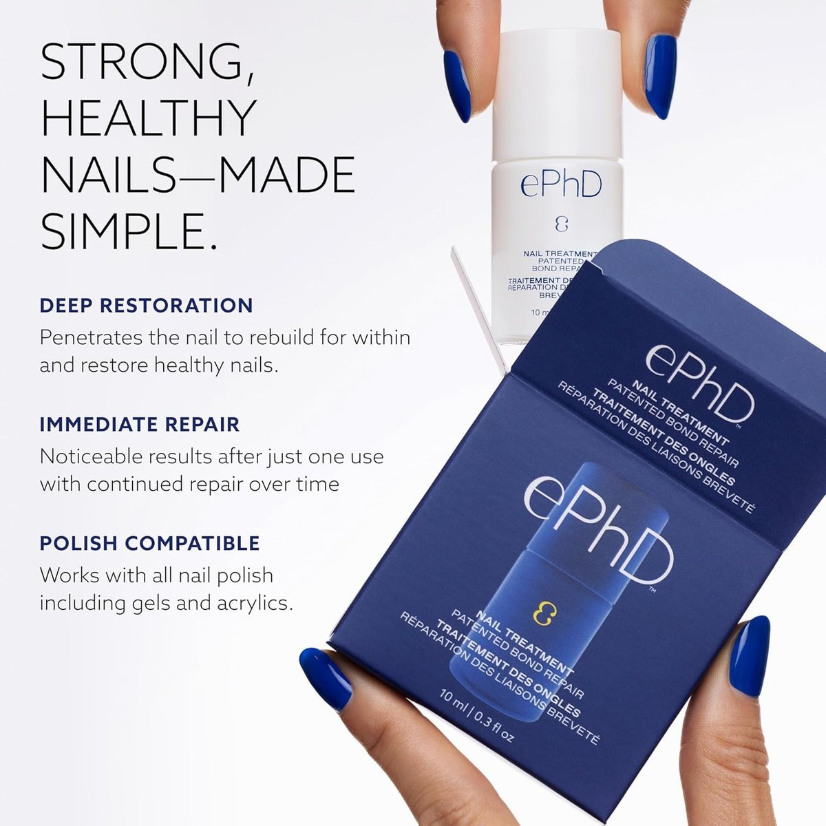 ePhD Bond Repair Nail Treatment – Strengthen, Restore & Rebuild Brittle Nails from Within – Clear Formula for Damaged or Post-Gel Nails, Use Alone or as Polish Base - görsel 11