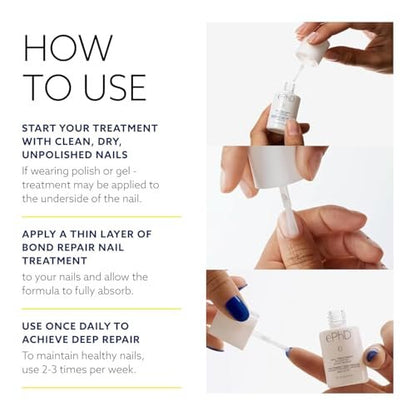 ePhD Bond Repair Nail Treatment – Strengthen, Restore & Rebuild Brittle Nails from Within – Clear Formula for Damaged or Post-Gel Nails, Use Alone or as Polish Base