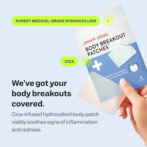 Peach Slices Body Breakout Patches (6 ct) - Overnight Body Pimple Patches - Hypoallergenic Cica & Hydrocolloid Bandages - Vegan & Cruelty Free Korean Skin Care - görsel 6
