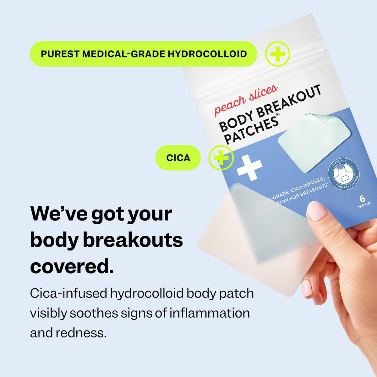 Peach Slices Body Breakout Patches (6 ct) - Overnight Body Pimple Patches - Hypoallergenic Cica & Hydrocolloid Bandages - Vegan & Cruelty Free Korean Skin Care - görsel 5
