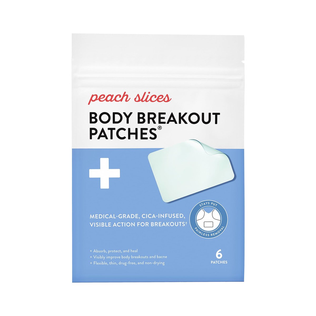 Peach Slices Body Breakout Patches (6 ct) - Overnight Body Pimple Patches - Hypoallergenic Cica & Hydrocolloid Bandages - Vegan & Cruelty Free Korean Skin Care - görsel 1