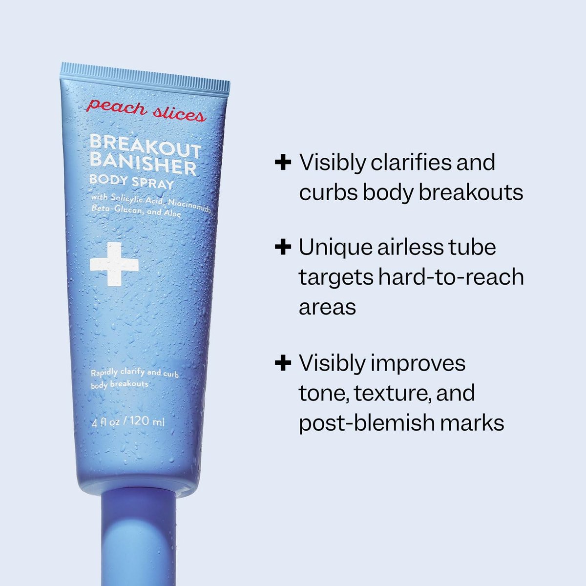 Peach Slices Breakout Banisher Body Spray - Salicylic Acid & Glycolic Acid Body Treatment for Clear Skin, 4 oz Avelisse