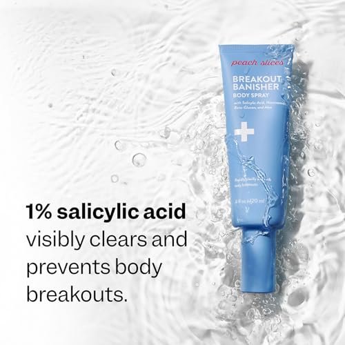 Peach Slices Breakout Banisher Body Spray - Salicylic Acid & Glycolic Acid Body Treatment for Clear Skin, 4 oz Avelisse