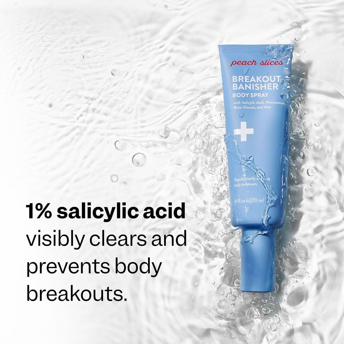 Peach Slices Breakout Banisher Body Spray - Salicylic Acid & Glycolic Acid Body Treatment for Clear Skin, 4 oz Avelisse