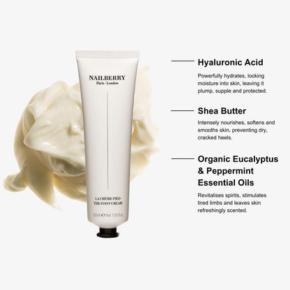 Revitalising Foot Cream – Dry Cracked Heels & Feet | Lightweight Lotion with Hyaluronic Acid, Shea Butter & Eucalyptus Peppermint Oils | Vegan & 99% Natural | 50 ml