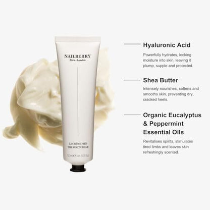 Revitalising Foot Cream – Dry Cracked Heels & Feet | Lightweight Lotion with Hyaluronic Acid, Shea Butter & Eucalyptus Peppermint Oils | Vegan & 99% Natural | 50 ml