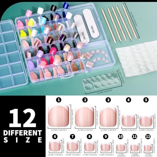 FANDAMEI Press On Toenails - 24 Colors Short Square French Tips Cat Eye Toe Nails, Red Ombre Glossy Fake Toe Nails for Women & Girls Avelisse