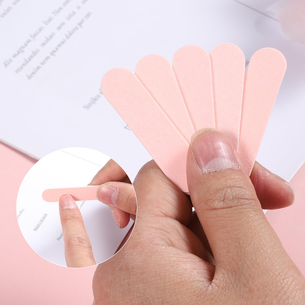 40 Pack Mini Nail File Disposable Manicure Kit with Wooden Cuticle Pusher Sticks - Individually Wrapped Nail Prep Tools for Home Salon Use - görsel 9