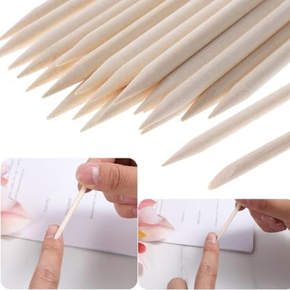 40 Pack Mini Nail File Disposable Manicure Kit with Wooden Cuticle Pusher Sticks - Individually Wrapped Nail Prep Tools for Home Salon Use
