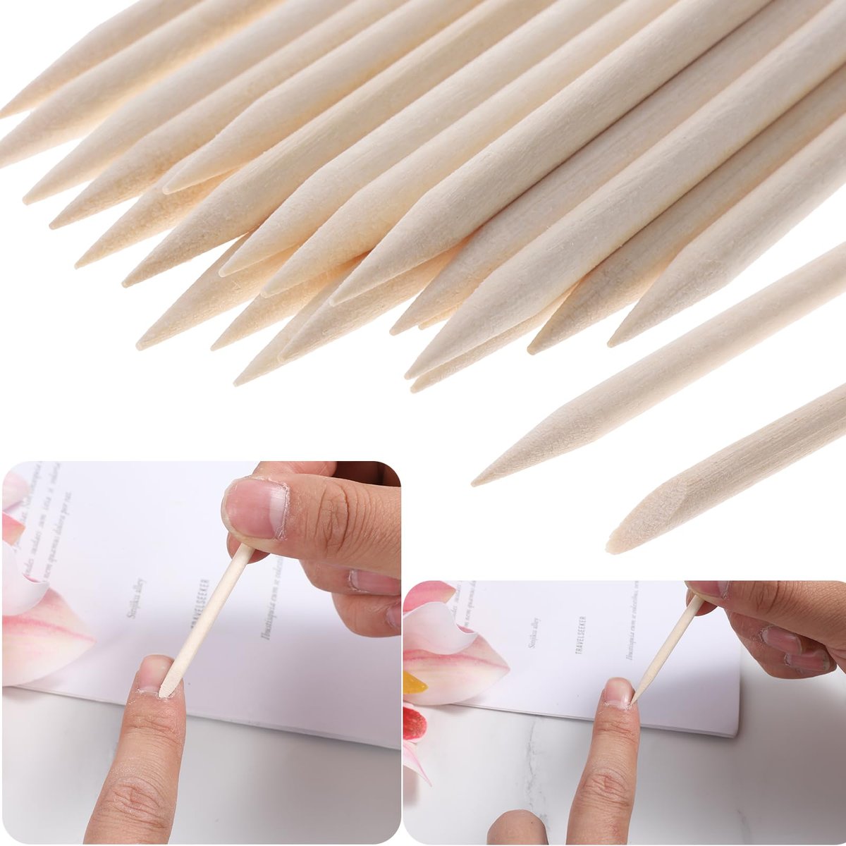 40 Pack Mini Nail File Disposable Manicure Kit with Wooden Cuticle Pusher Sticks - Individually Wrapped Nail Prep Tools for Home Salon Use - görsel 7