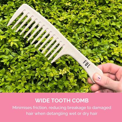 FUL Wide Tooth Comb for Curly, Afro, and Wavy Hair - Gentle Detangling Comb for Women and Men - Ideal Shower Comb for Styling