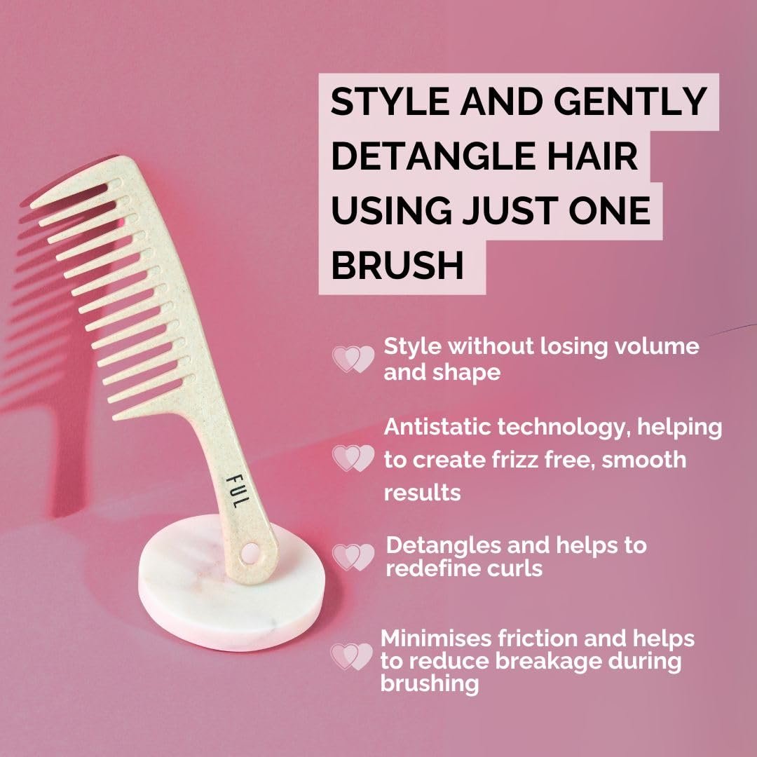 FUL Wide Tooth Comb for Curly, Afro, and Wavy Hair - Gentle Detangling Comb for Women and Men - Ideal Shower Comb for Styling - görsel 3