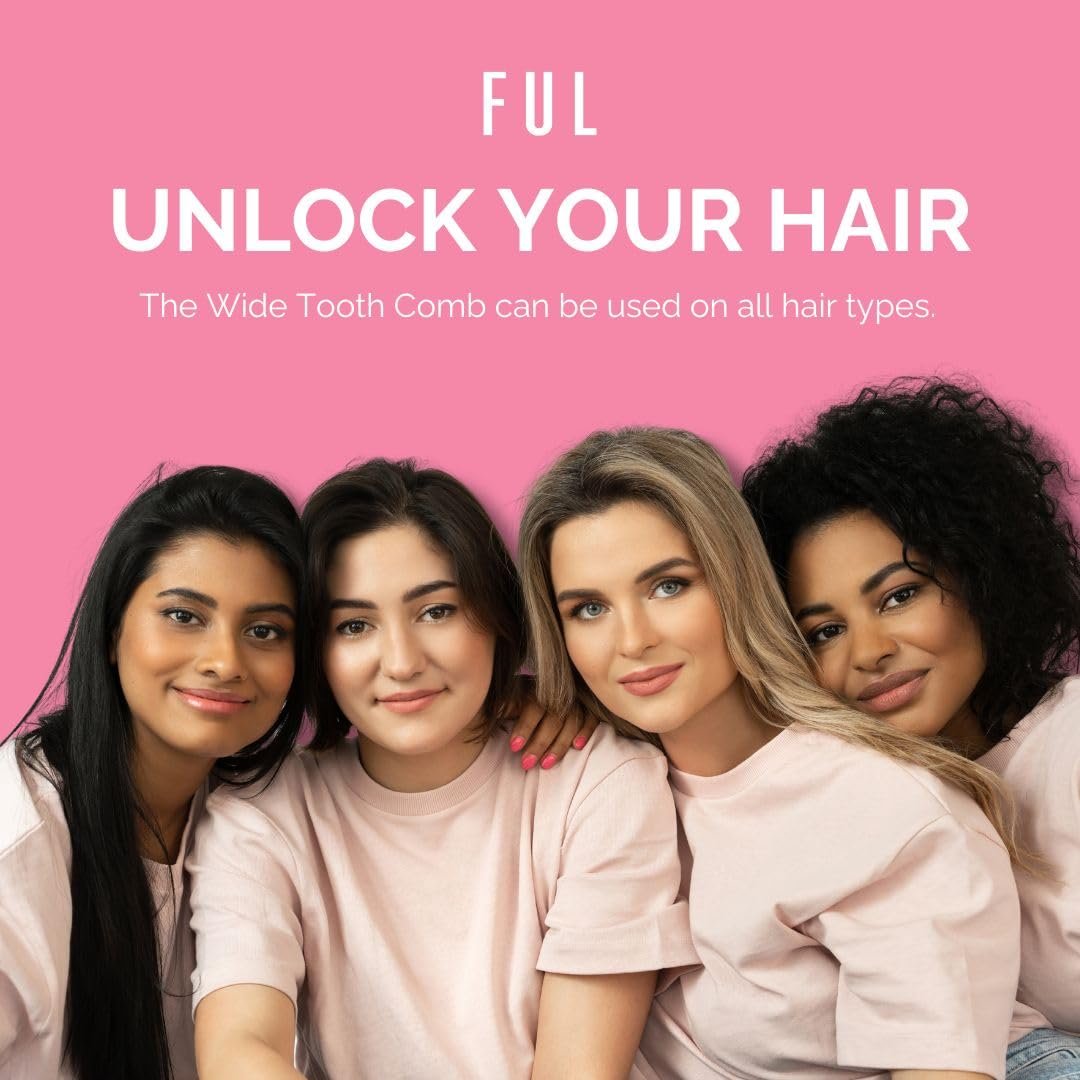 FUL Wide Tooth Comb for Curly, Afro, and Wavy Hair - Gentle Detangling Comb for Women and Men - Ideal Shower Comb for Styling - görsel 11