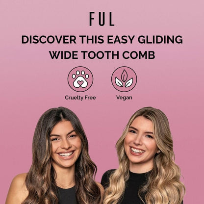 FUL Wide Tooth Comb for Curly, Afro, and Wavy Hair - Gentle Detangling Comb for Women and Men - Ideal Shower Comb for Styling