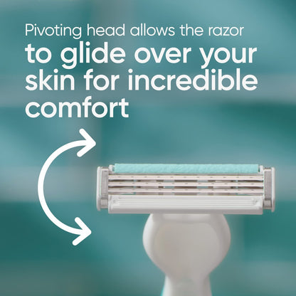 Gillette Venus Simply 3 Sensitive Disposable Razors for Women, 12 Count, White & Turquoise