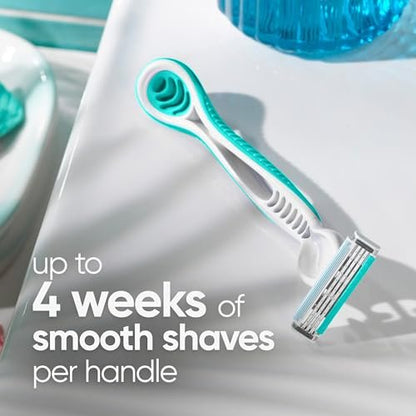 Gillette Venus Simply 3 Sensitive Disposable Razors for Women, 12 Count, White & Turquoise