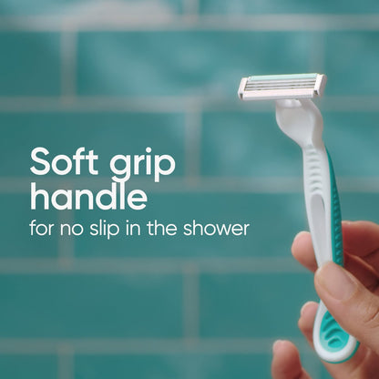 Gillette Venus Simply 3 Sensitive Disposable Razors for Women, 12 Count, White & Turquoise