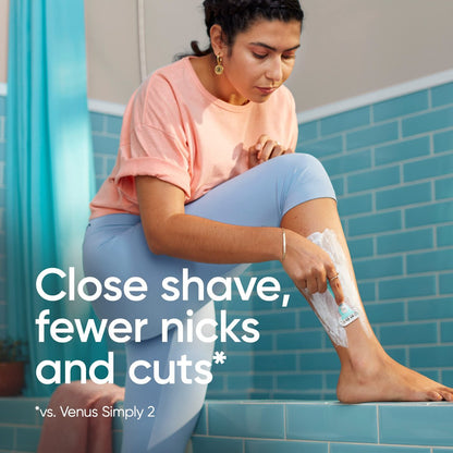 Gillette Venus Simply 3 Sensitive Disposable Razors for Women, 12 Count, White & Turquoise