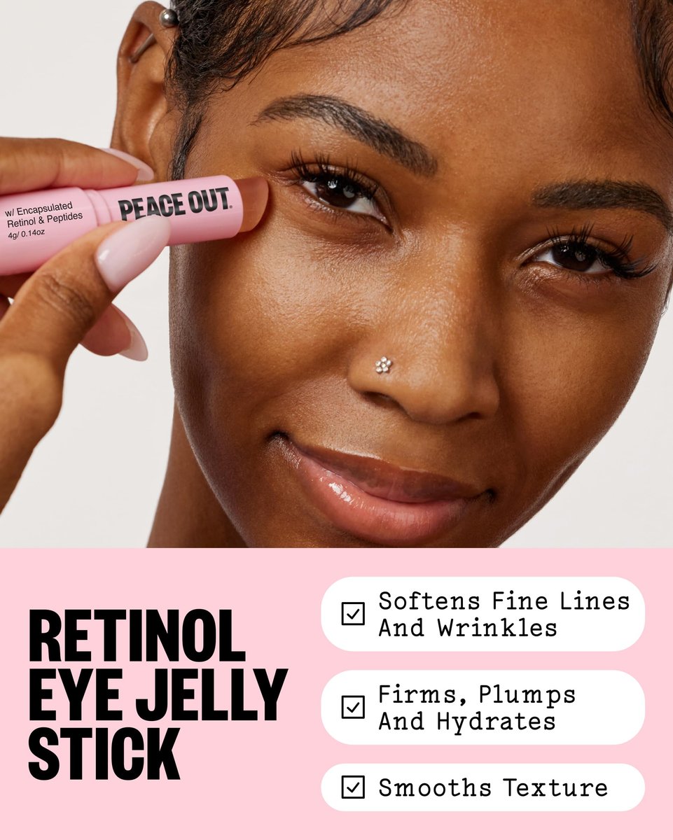 PEACE OUT Retinol Eye Jelly Stick - Hydrating Under Eye Treatment for Fine Lines & Wrinkles with Encapsulated Retinol, Peptides & Squalane (0.14 oz) Avelisse