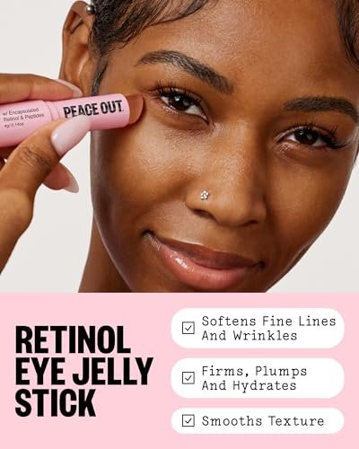 PEACE OUT Retinol Eye Jelly Stick - Hydrating Under Eye Treatment for Fine Lines & Wrinkles with Encapsulated Retinol, Peptides & Squalane (0.14 oz) Avelisse