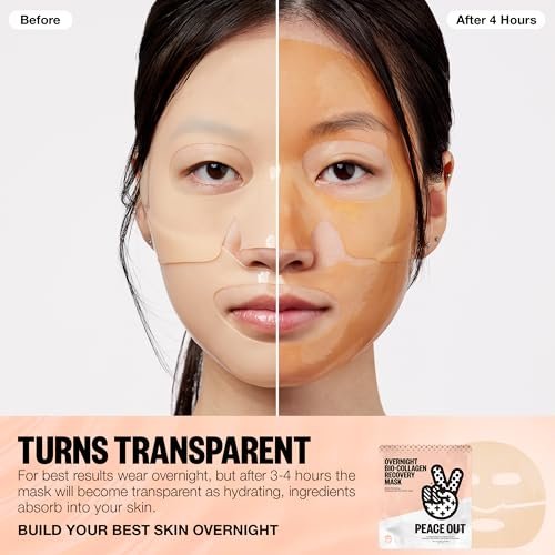 PEACE OUT Overnight Bio-Collagen Recovery Mask – Vegan Collagen & Hyaluronic Acid Sheet Mask for Deep Hydration (1 Count) - görsel 6