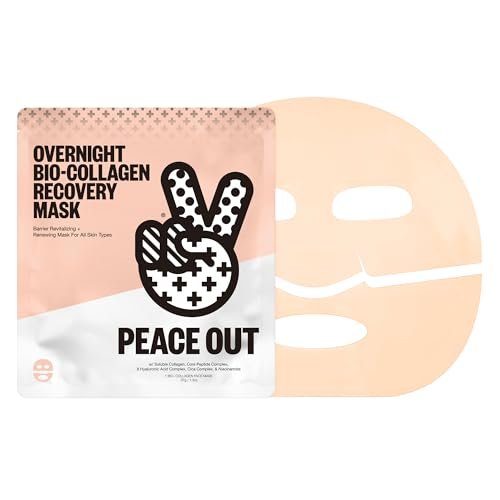PEACE OUT Overnight Bio-Collagen Recovery Mask – Vegan Collagen & Hyaluronic Acid Sheet Mask for Deep Hydration (1 Count) - görsel 2