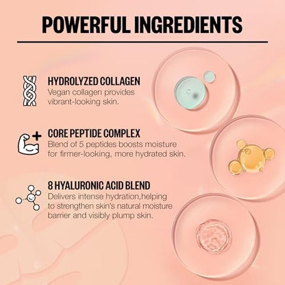 PEACE OUT Overnight Bio-Collagen Recovery Mask – Vegan Collagen & Hyaluronic Acid Sheet Mask for Deep Hydration (1 Count)