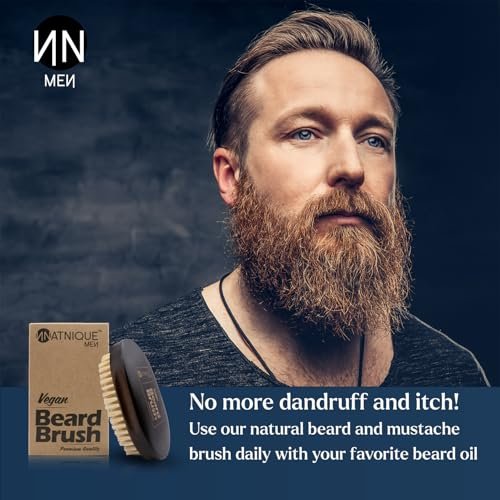Natnique Vegan Beard Brush for Men – 100% Sisal Plant Bristles, Ergonomic Natural Beachwood Handle, Medium Size Avelisse