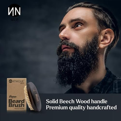 Natnique Vegan Beard Brush for Men – 100% Sisal Plant Bristles, Ergonomic Natural Beachwood Handle, Medium Size Avelisse