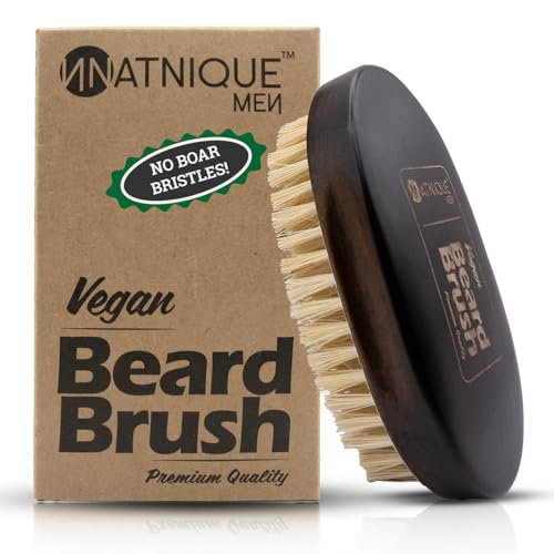 Natnique Vegan Beard Brush for Men – 100% Sisal Plant Bristles, Ergonomic Natural Beachwood Handle, Medium Size Avelisse