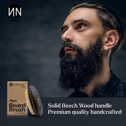 Natnique Vegan Beard Brush for Men – 100% Sisal Plant Bristles, Ergonomic Natural Beachwood Handle, Medium Size Avelisse