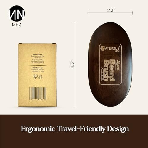 Natnique Vegan Beard Brush for Men – 100% Sisal Plant Bristles, Ergonomic Natural Beachwood Handle, Medium Size Avelisse