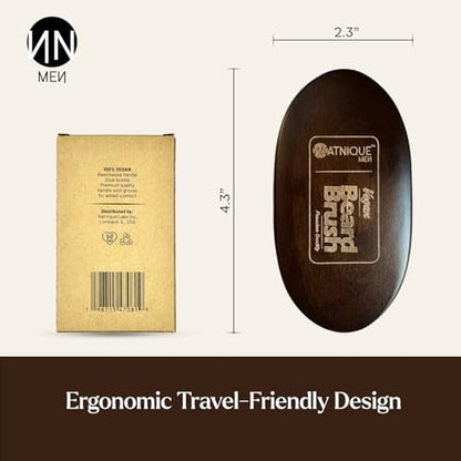 Natnique Vegan Beard Brush for Men – 100% Sisal Plant Bristles, Ergonomic Natural Beachwood Handle, Medium Size Avelisse
