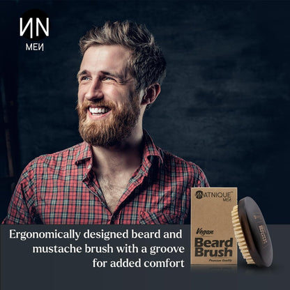 Natnique Vegan Beard Brush for Men – 100% Sisal Plant Bristles, Ergonomic Natural Beachwood Handle, Medium Size Avelisse