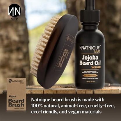 Natnique Vegan Beard Brush for Men – 100% Sisal Plant Bristles, Ergonomic Natural Beachwood Handle, Medium Size Avelisse