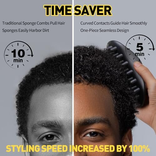 Twist Styler Brush for Black Men - Premium Durable Washable Hair Sponge for Curls, Afro 4C Hair & Coiled Textures - Ergonomic Grip Home Styling Essential Hair Brush for Men & Barbers Avelisse